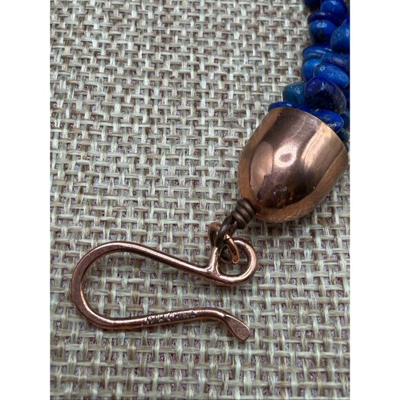 Jay King Desert Rose Trading Copper Lapis Mosaic Necklace Signed Excellent - Picture 5 of 9